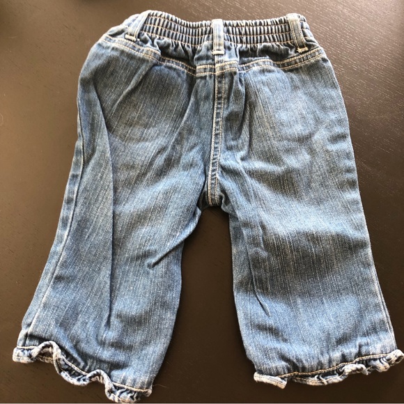 Janie and Jack Jeans Baby Girl 6-12 Mos Ruffled Hem Embroidered - Picture 6 of 6